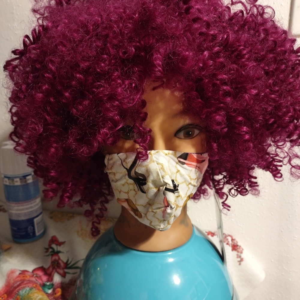 Pink Curly fro wig
